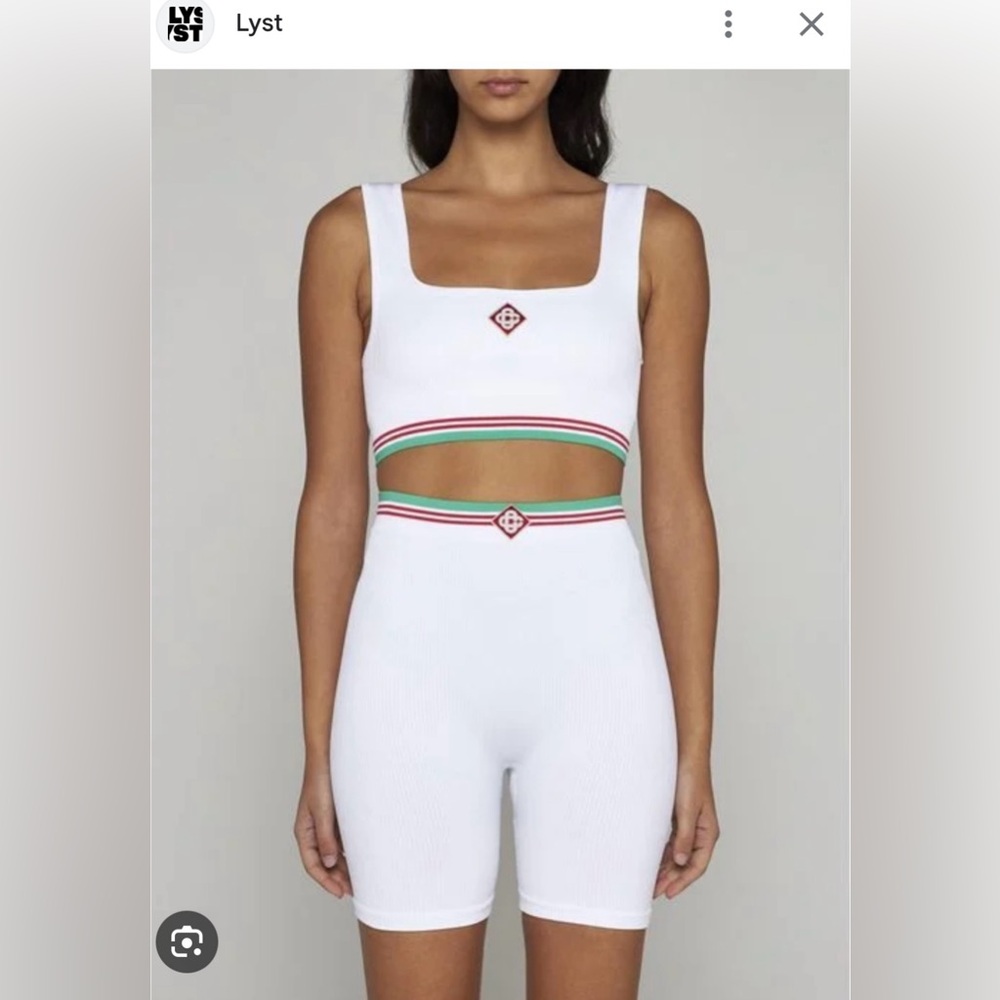 White Two-Piece Casablanca biker short set. O/S